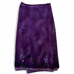 90s Vintage Heart Soul Midnight Purple & Black Floral Maxi Skirt